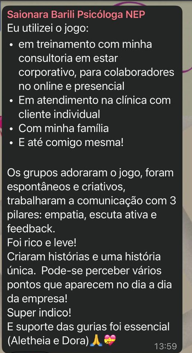 Depoimento de Saionara Barili, Psicóloga (NEP), sobre o Contos em Cubos